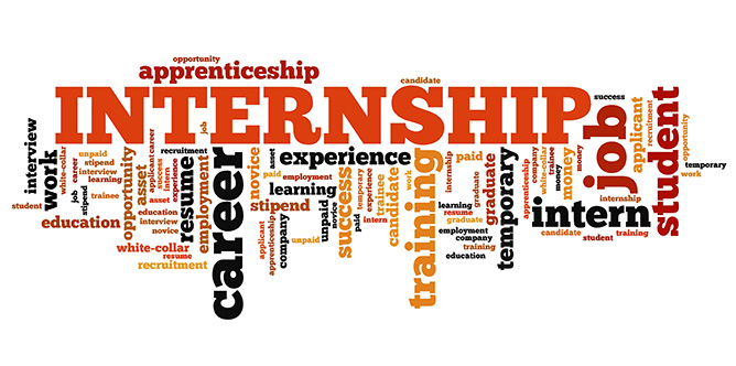 Internship - career issues and concepts word cloud illustration. Word collage concept.