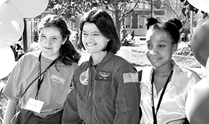 Sally Ride and students.