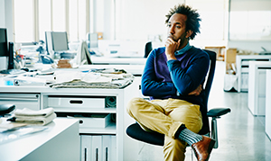 Man at desk.